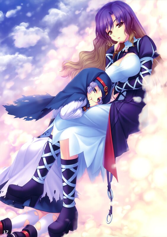 Two anime girls in a tender moment