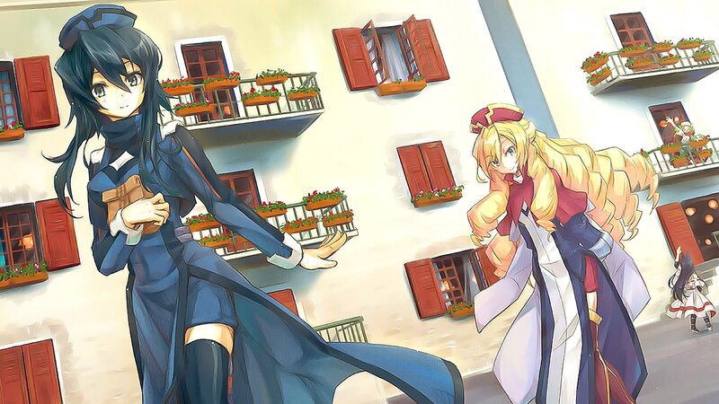 Two Anime Girls in a Town — Blue