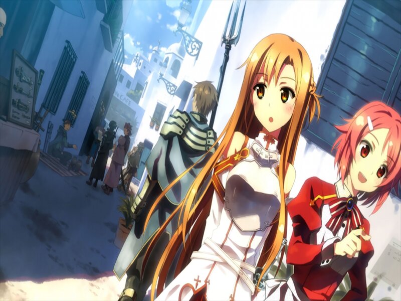 Two Anime Girls in a Town — Orange