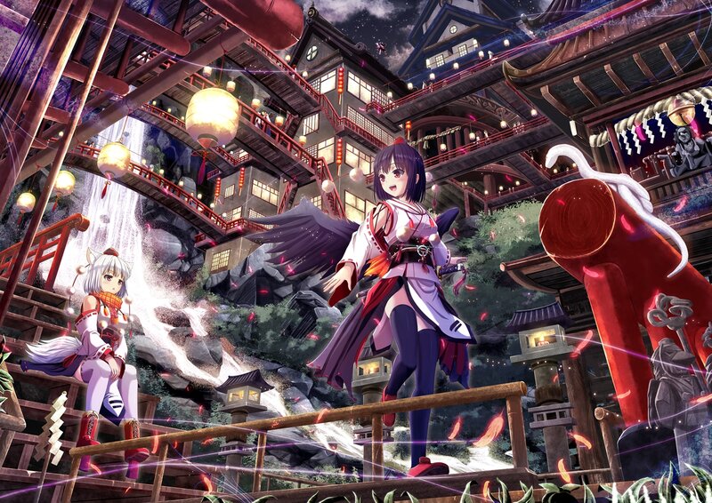 Two Anime Girls in a Village