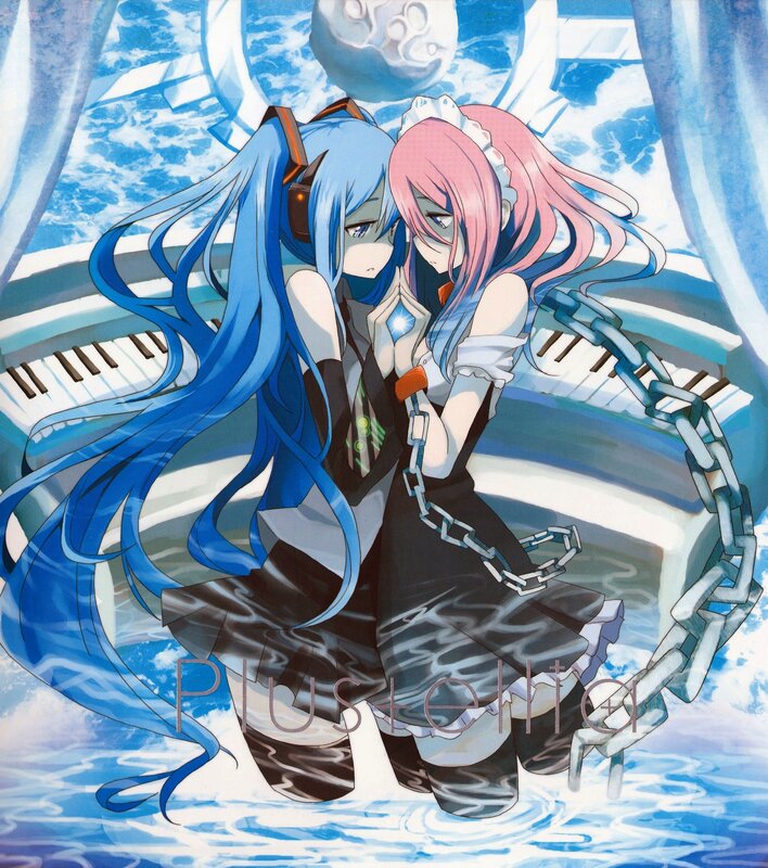 Two anime girls in a watery scene