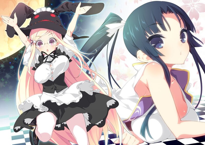 two anime girls in a whimsical scene