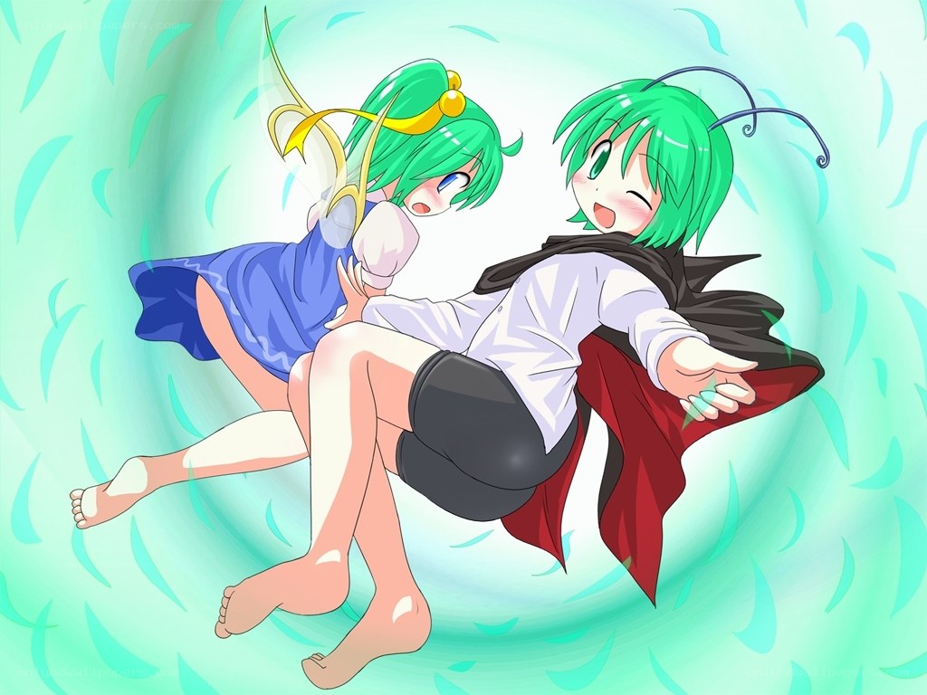 Two anime girls in a whirlwind