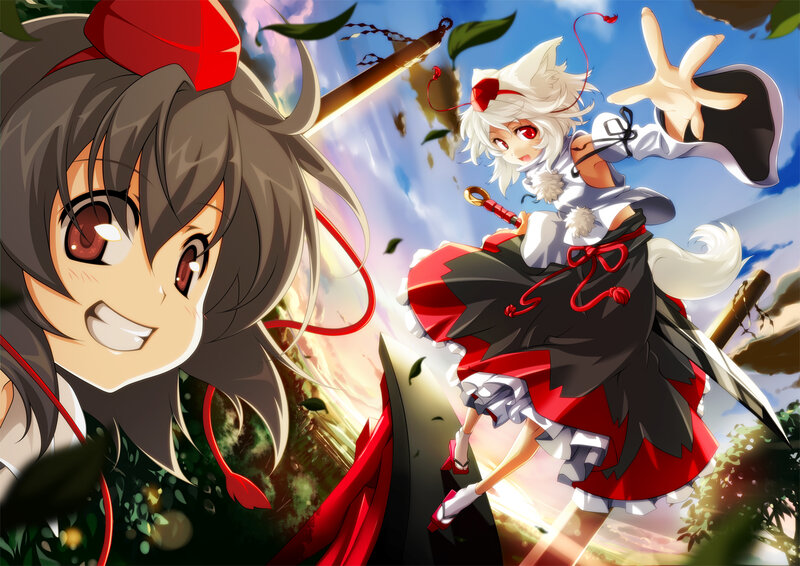 Two anime girls in action