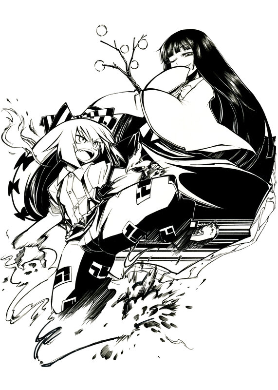 Two anime girls in action
