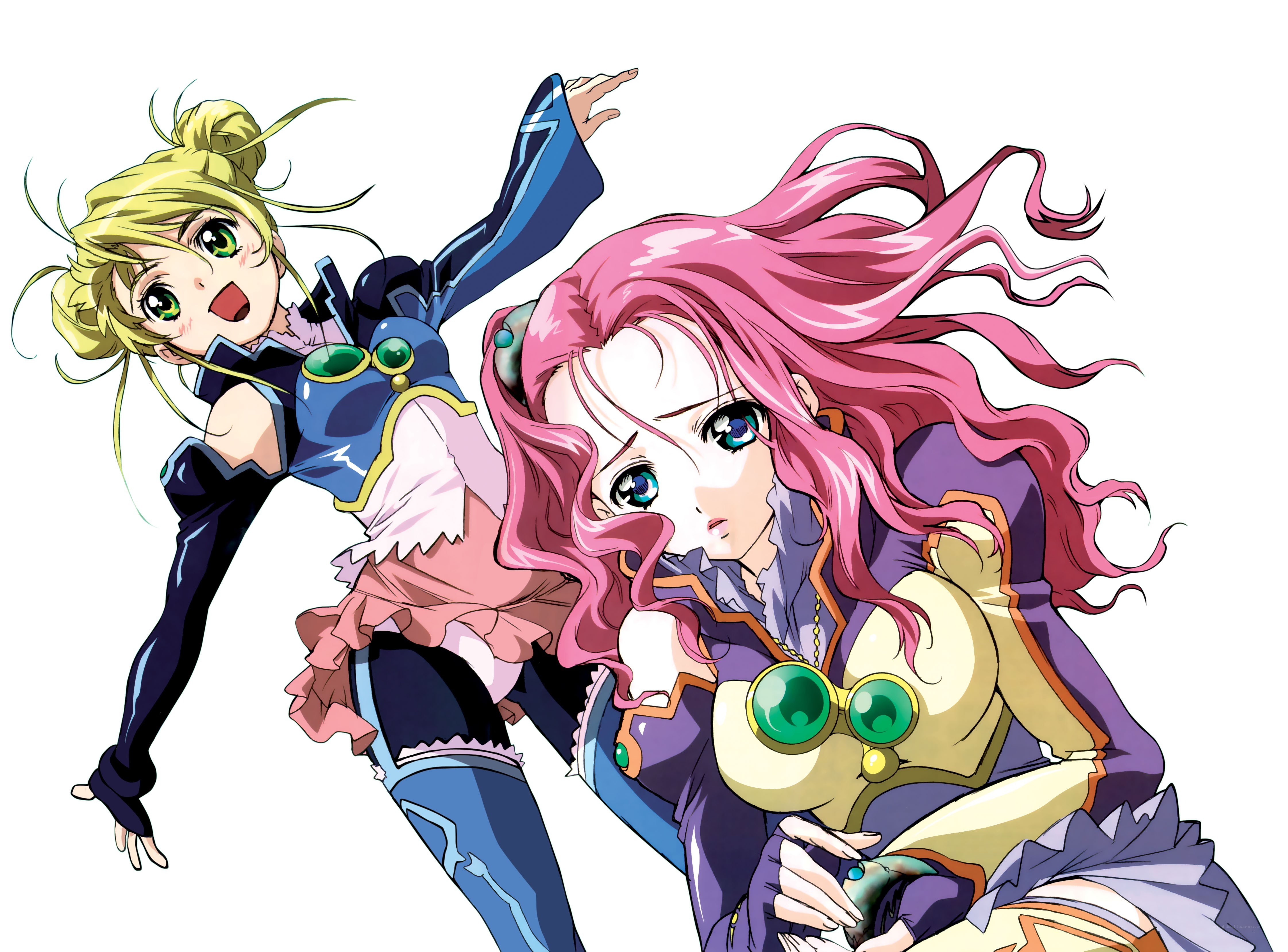 two anime girls in action