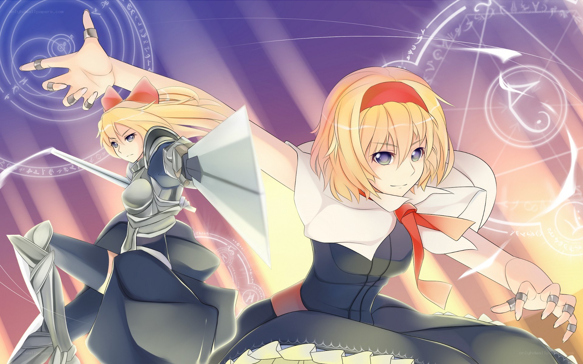 Two anime girls in action