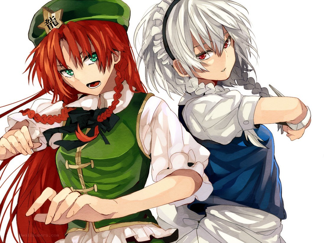 Two anime girls in action