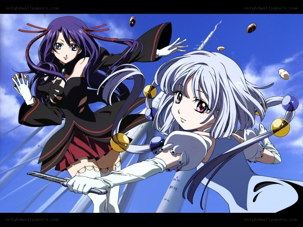 Two anime girls in action