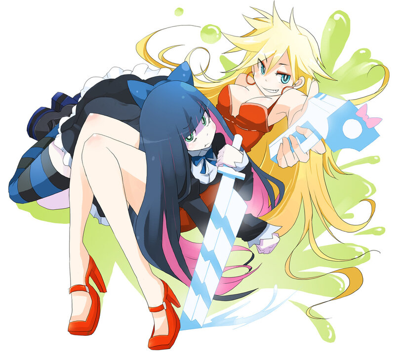 Two anime girls in action