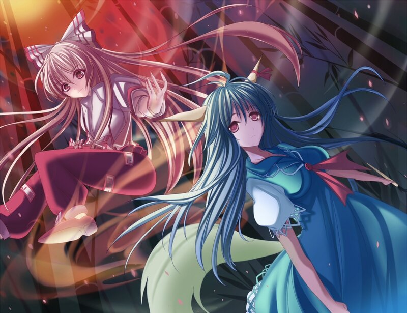 Two anime girls in action