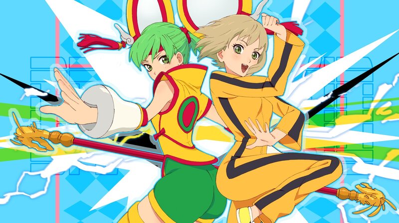 Two anime girls in action