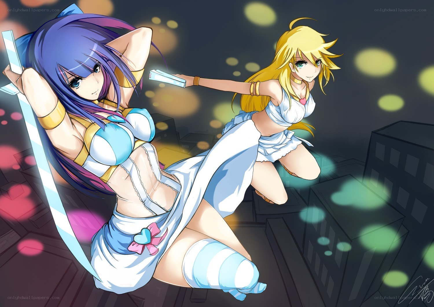 Two anime girls in action