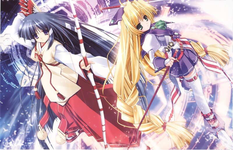 Two anime girls in action