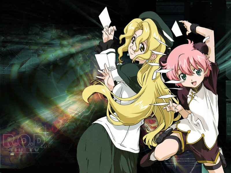 Two Anime Girls in Action — Black, Dynamic