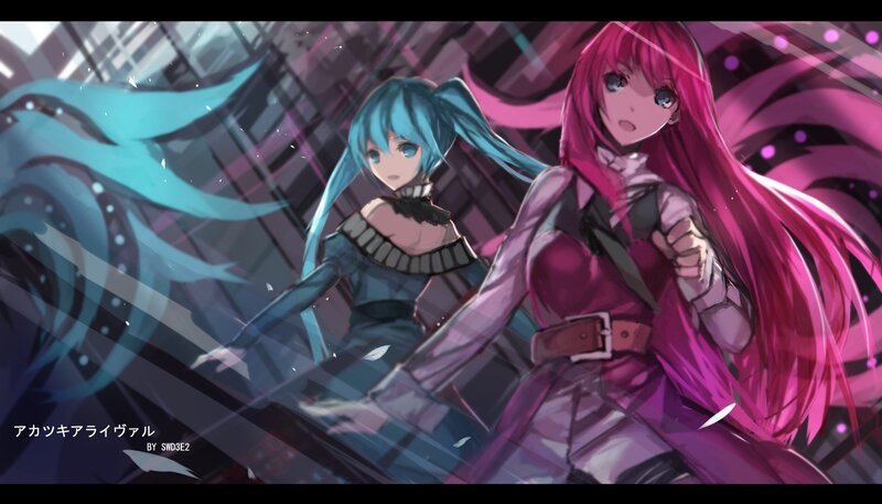 Two Anime Girls in Action — Pink, Dramatic