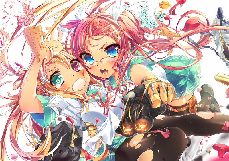 Two Anime Girls in Action — Pink