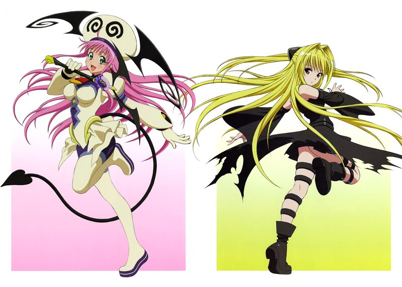 Two anime girls in action poses