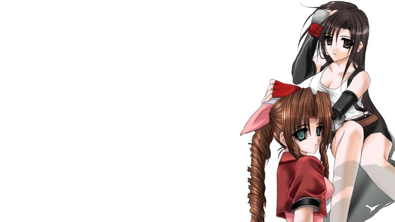 two anime girls in action poses