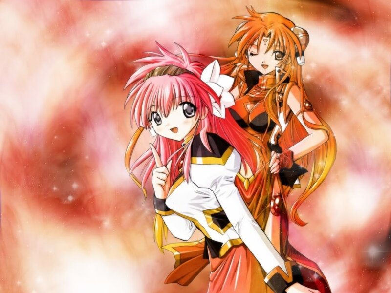 two anime girls in action poses