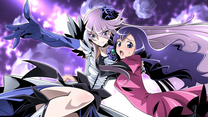 Two Anime Girls in Action — Purple, Dramatic