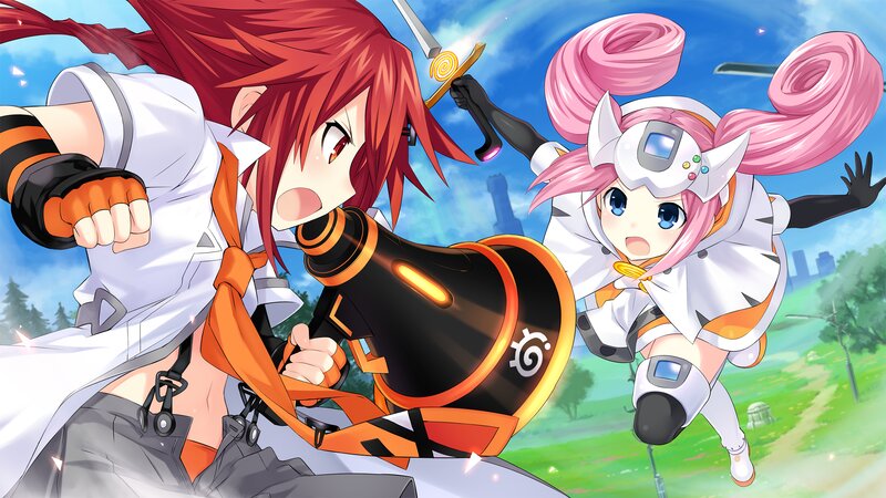 Two Anime Girls in Action — Red, Dynamic, Energetic