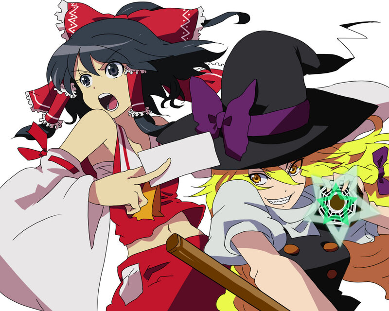 Two Anime Girls in Action — Red, Dynamic