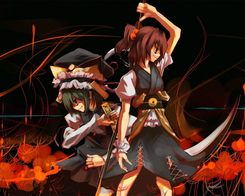 Two anime girls in action