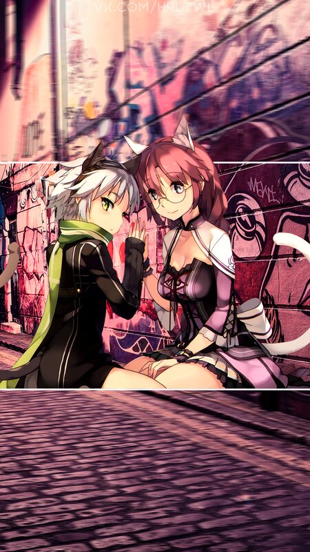 Two Anime Girls in Alley — Purple