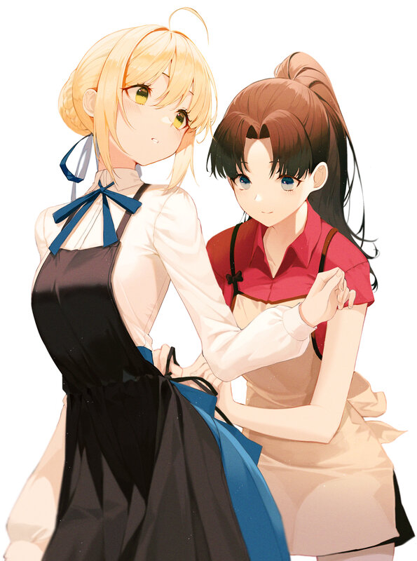 Two Anime Girls in Aprons