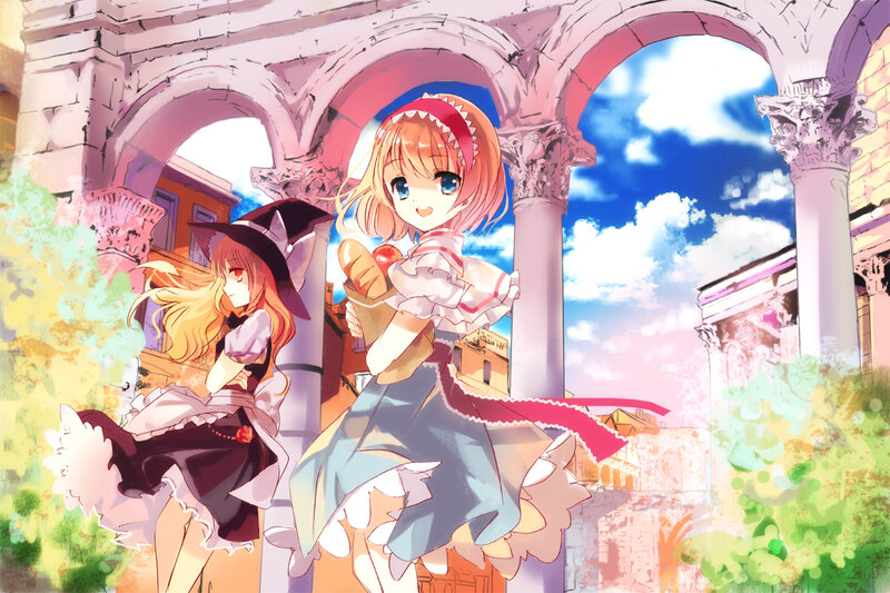 Two Anime Girls in Archway