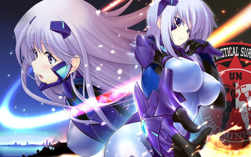 Two Anime Girls in Armor — Purple, Dramatic, Night