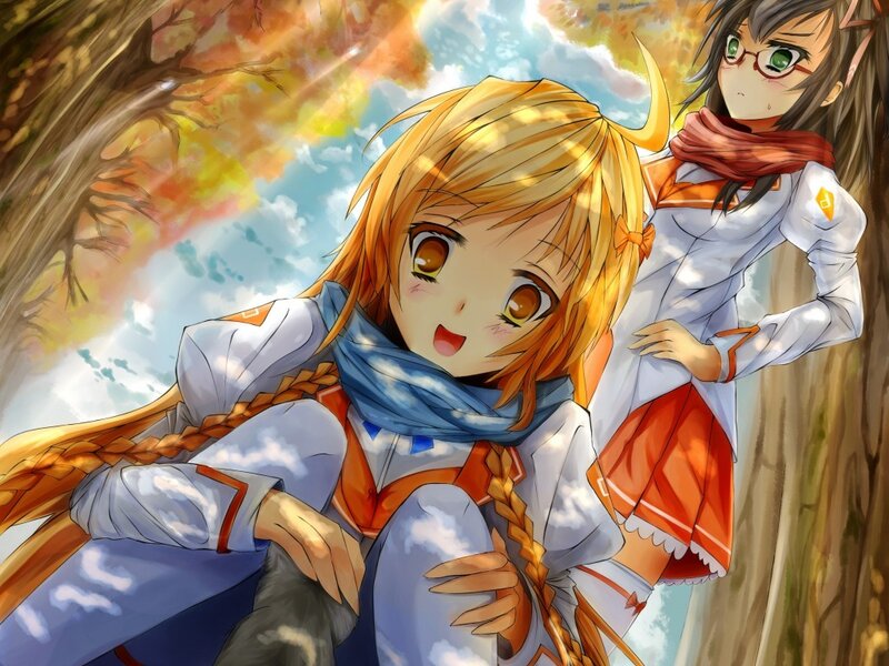Two Anime Girls in Autumn — Orange