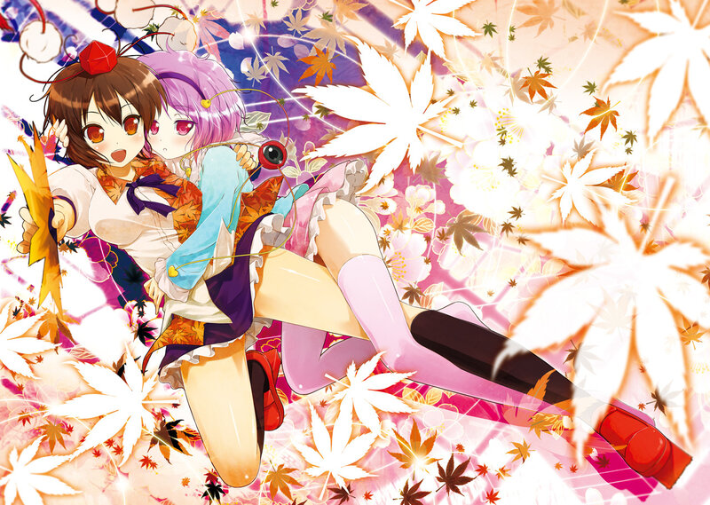 Two Anime Girls in Autumn — Pink