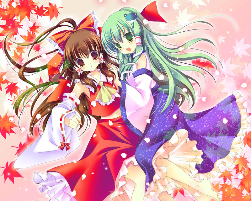 Two Anime Girls in Autumn — Red
