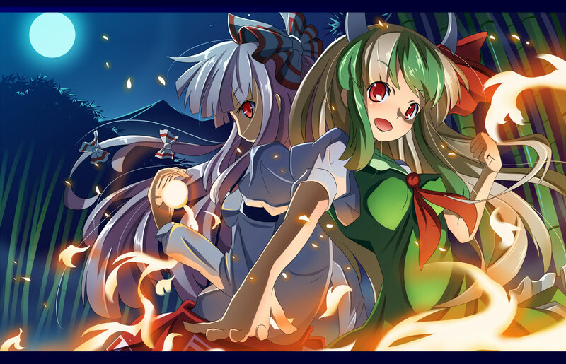Two Anime Girls in Bamboo Forest