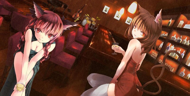 Two Anime Girls in Bar