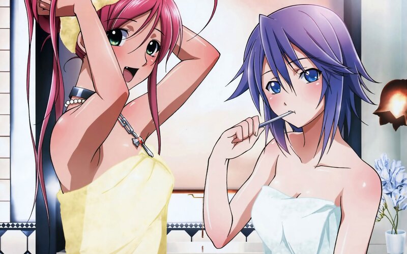 Two Anime Girls in Bathroom — Pink