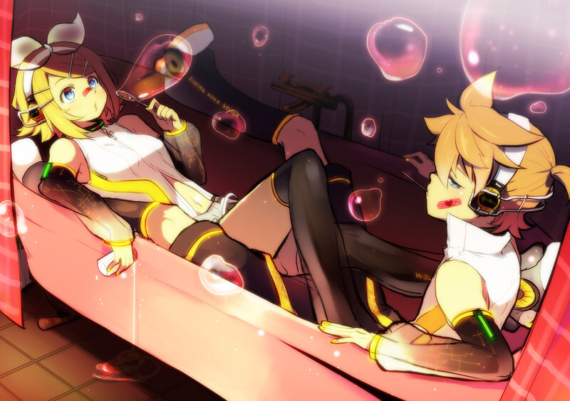 Two Anime Girls in Bathtub