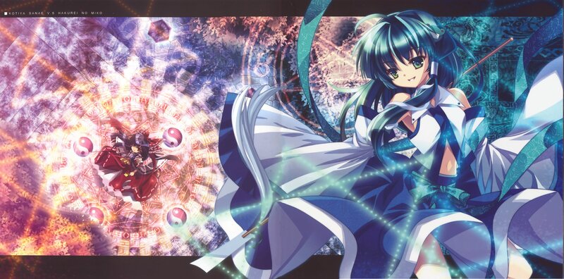 Two Anime Girls in Battle — Blue, Dramatic, Magic Circle