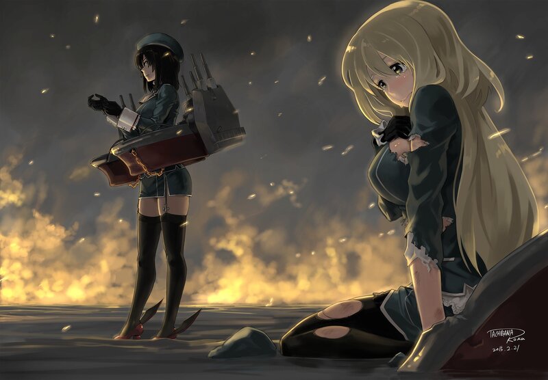 Two Anime Girls in Battle — Gray