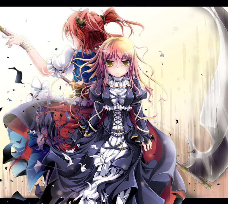 Two Anime Girls in Battle — Purple, Dramatic