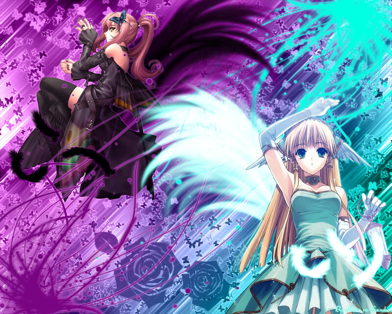 Two Anime Girls in Battle — Purple