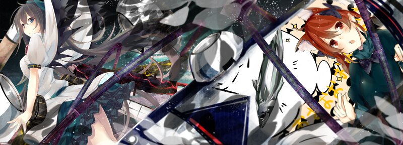 Two Anime Girls in Battle — White, Dramatic, Night