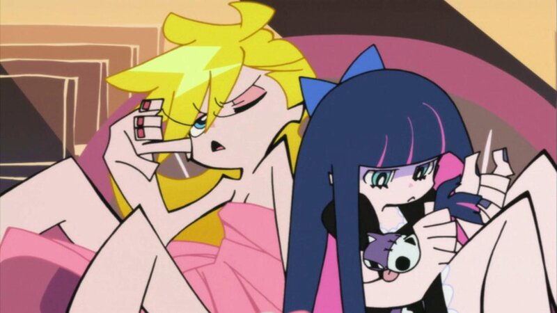 Two Anime Girls in Bed — Pink
