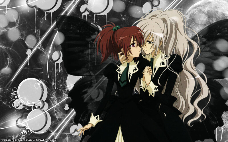Two anime girls in black dresses