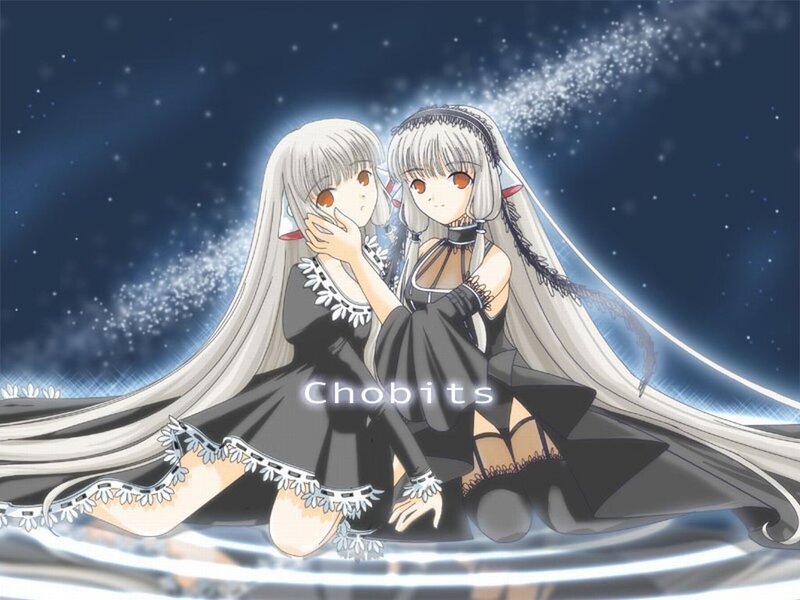 Two anime girls in black dresses