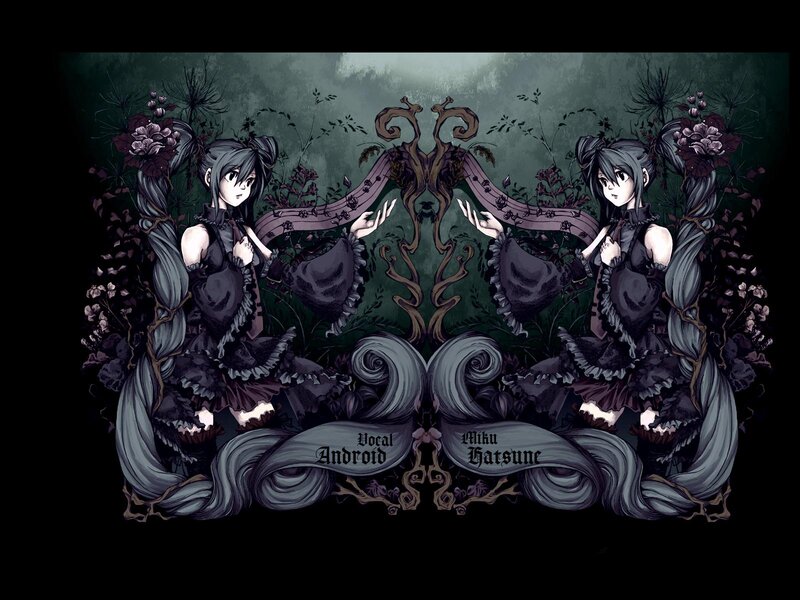 Two Anime Girls in Black Dresses — Dark