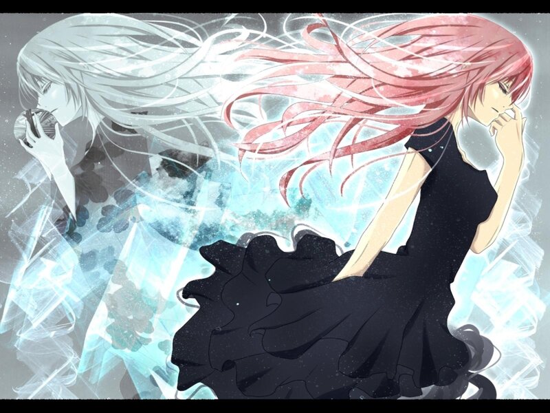 Two Anime Girls in Black Dresses — Dramatic, Serene
