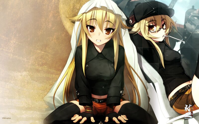 Two anime girls in black outfits